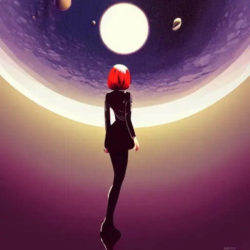 Prompt: a woman floating in space by ilya kuvshinov, digital art, smooth lines