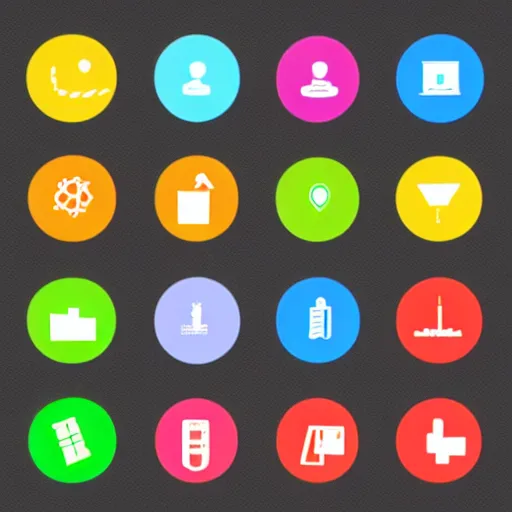 Prompt: 1 2 aligned icons of colorful graphs, 2 d