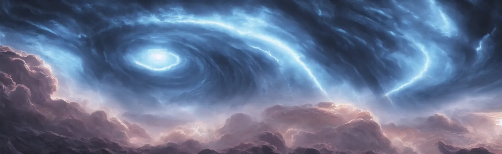 Prompt: tumultuous stormy clouds on the surface of a ringed gas giant in the Andromeda galaxy, lightning, matte painting, concept art, studio ghibli, sci fi anime, trending on ArtStation, cinematic, 4K