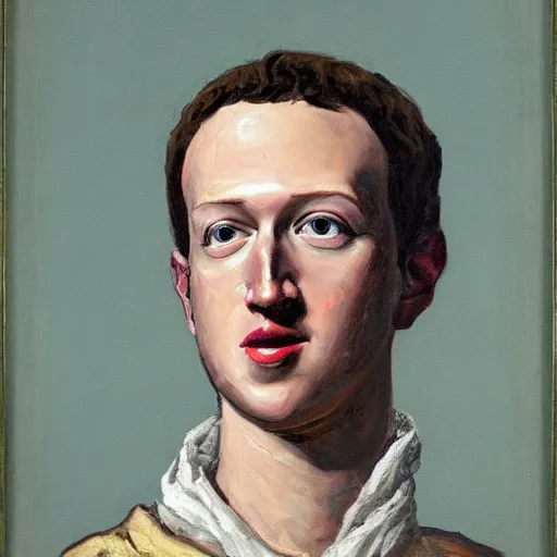 Prompt: mark zuckerburg as a 1 2 th century peasant in england, painting, exhibited at the british museum, oil on canvas, restored