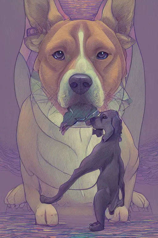 Prompt: a beautiful hyperdetailed illustration of my dog cooper, perfectly shaded, atmospheric lighting, style of studio ghibli, makoto shinkai, raphael lacoste, louis comfort tiffany, artgerm, james jean, victo ngai, ross tran, chinese style