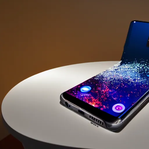 Prompt: a samsung galaxy s 2 1 ultra lying on a white table, cinematic, 4 k, spotlight, studio lighting, ray tracing global illumination, shiny, ray tracing reflections, insanely detailed and intricate, hypermaximalist, elegant, ornate, hyper realistic, super detailed