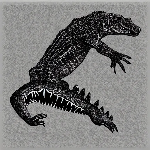 Image similar to 1 0 2 4 x 1 0 2 4 high resolution crocodile morphed with tiger kinetic art etching black and white “ gray ’ s anatomy ”