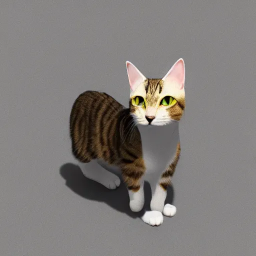 Prompt: low polygon render of a cat on a white background, isometric 3 d, ultra hd