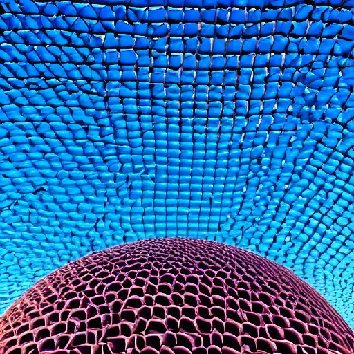 Prompt: flash photography extreme wide shot of an endless expansive empty ball - pit under a blue cloudy sky, comforting yet unsettling atmosphere