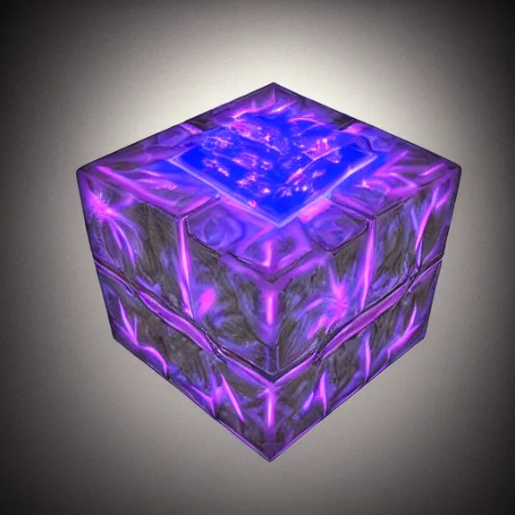 Image similar to mysterious glowing cube with strange markings etched onto its surface, hovering in midair., fantasy artwork, award winning, very very very very very very very very very very beautiful, studio lighting, trending on artstation.