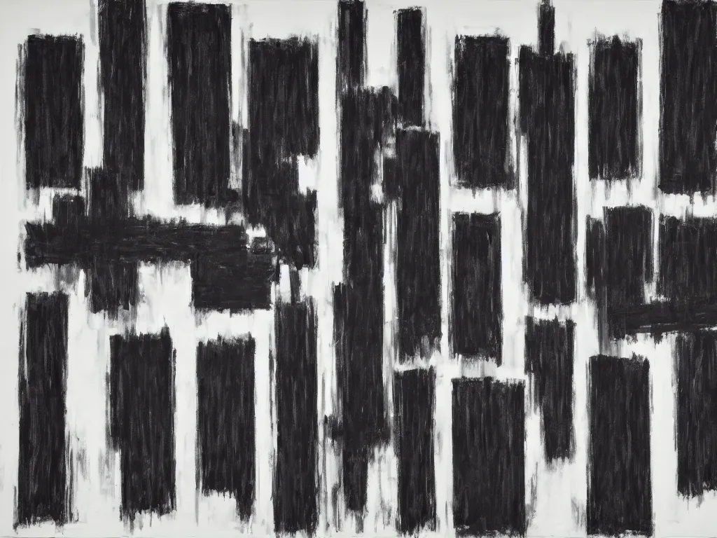 Image similar to a graphically painting from Pierre Soulages, symmetrical shapes,
