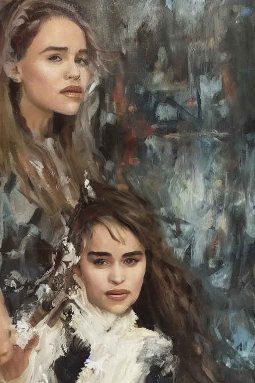 Image similar to beautiful oil painting with Emilia Clarke