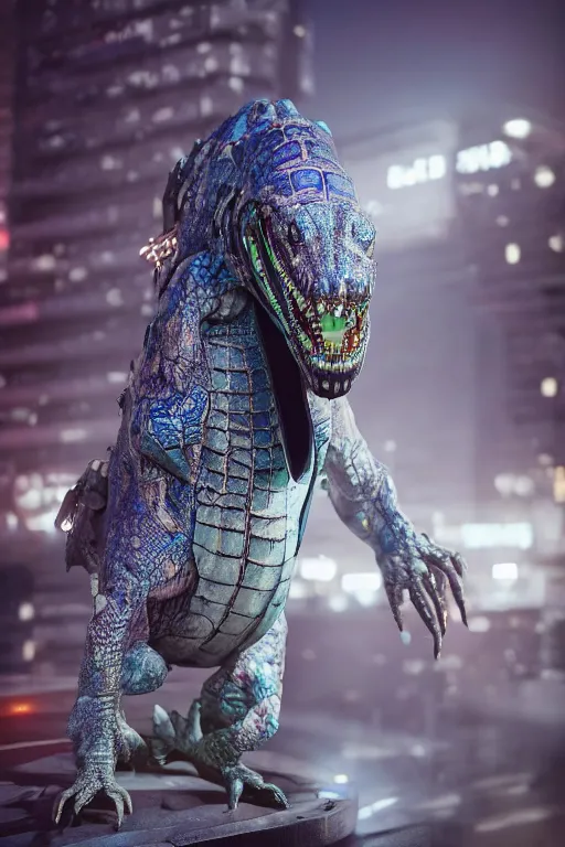 Image similar to a cyberpunk alligator wearing a formal overcoat, portait photo profile picture, hyperrealistic concept art, octane render, unreal engine 5, digital art hi