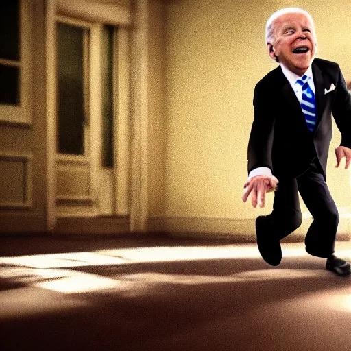 Image similar to joe biden chasing a child in the backrooms, hyper - realistic, 4 k, octane - render, realistic.