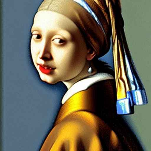 Prompt: the girl with the oyster earring by johannes vermeer