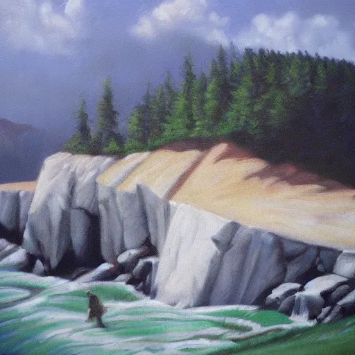 Prompt: cliff, oil painting