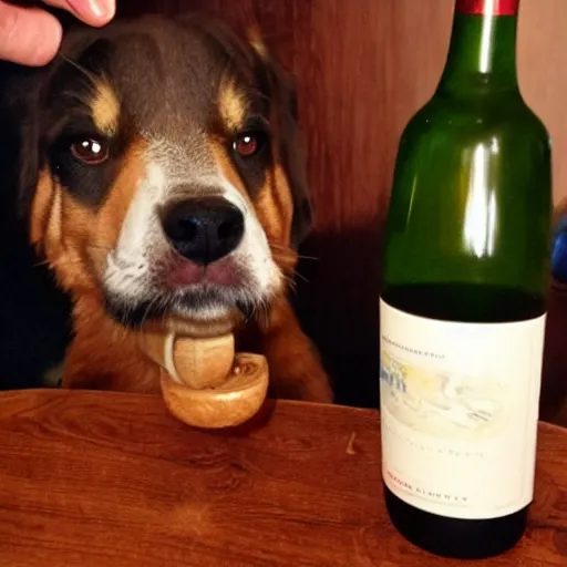 Image similar to dog wine night in space