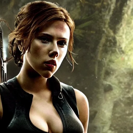 Prompt: elegant Scarlett Johansson as tomb raider