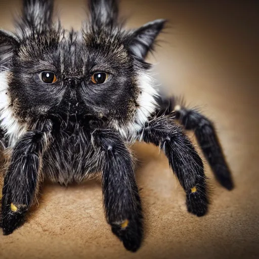 Image similar to photo of a hybrid between a cat and a tarantula