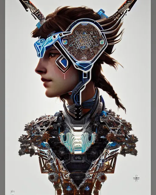 Image similar to symmetry!! portrait of a machine from horizon zero dawn, machine face, decorated with islamic motifs, intricate, elegant, highly detailed, digital painting, artstation, concept art, smooth, sharp focus, illustration, art by artgerm and greg rutkowski and alphonse mucha, 8 k