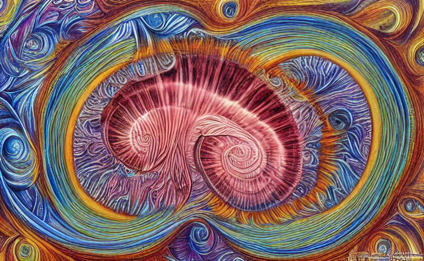 Prompt: a Photorealistic dramatic hyperrealistic sea shell by Alex Grey