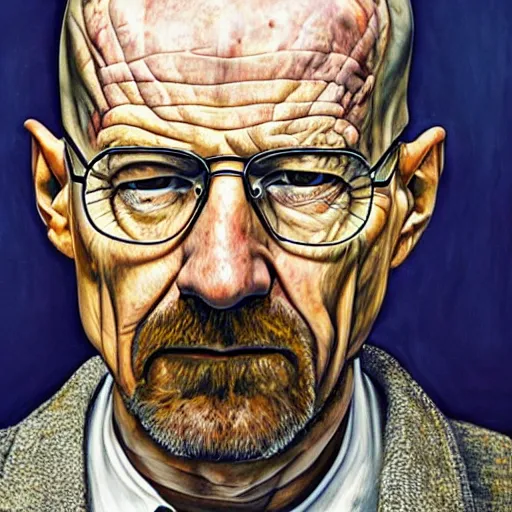 Image similar to high quality high detail painting by lucian freud, hd, portrait of walter white