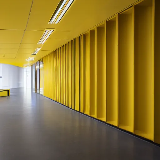 Prompt: yellow office interior liminal space