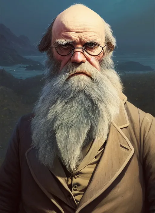 Prompt: highly detailed portrait charles darwin in gta v, stephen bliss, unreal engine, fantasy art by greg rutkowski, loish, rhads, ferdinand knab, makoto shinkai and lois van baarle, ilya kuvshinov, rossdraws, tom bagshaw, global illumination, radiant light, detailed and intricate environment