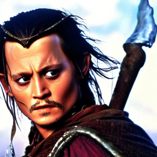 Image similar to johny depp in the lord of the rings, high quality photograph, 3 5 mm camera