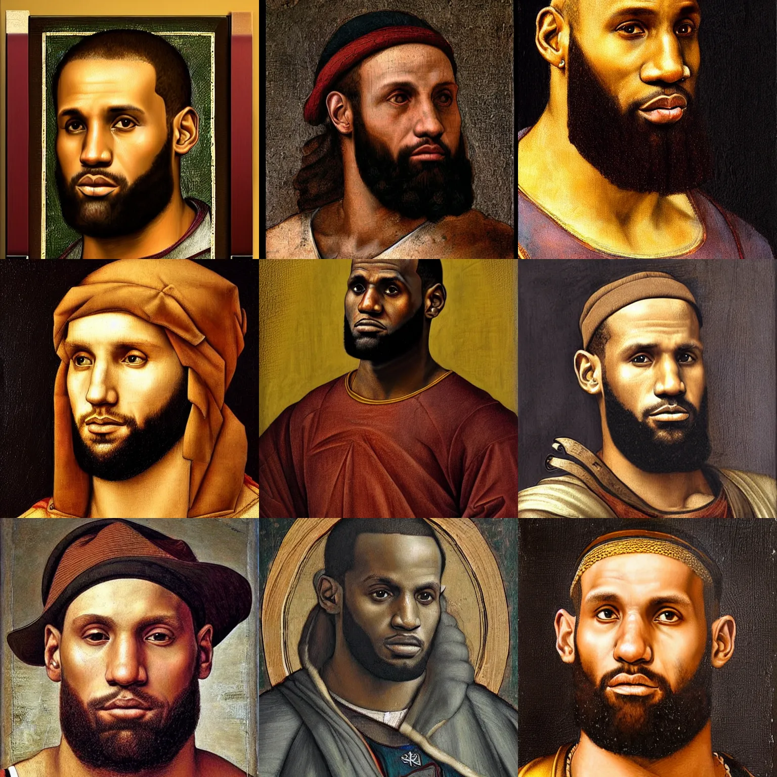 Prompt: lebron james potrait painted in renaissance style by leonardo da vinci