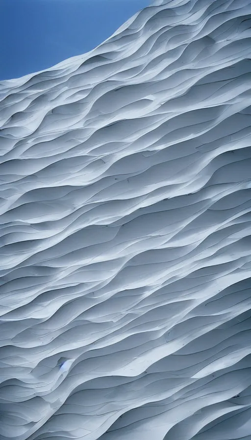 Prompt: atmospheric Pentax photograph of majestic white sea walls designed by frank Gehry