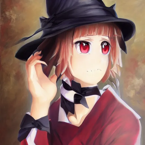 Prompt: Classical oil painting of Kirisame Marisa, beautiful anime portrait, official artwork, stylistic, Touhou character, brush strokes, oil, canvas