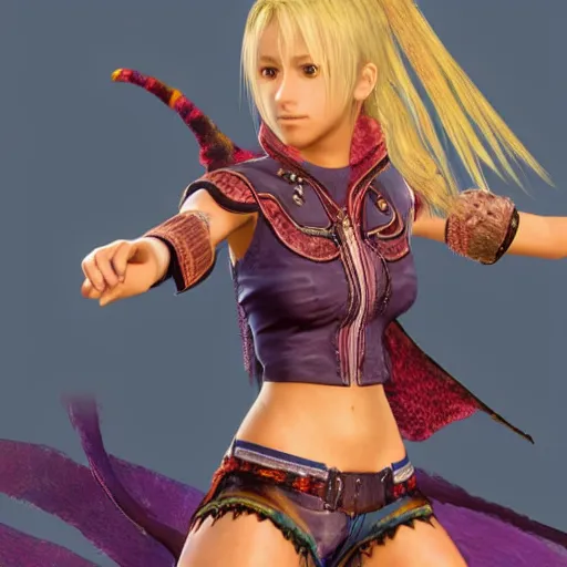 Image similar to character design of shakira by tetsuya nomura, final fantasy x