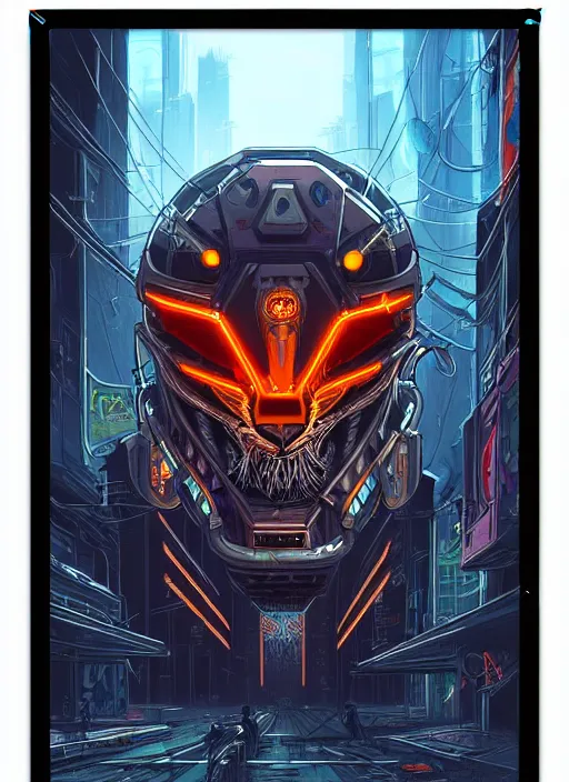 Image similar to a lion cyborg helmet in a cyberpunk city abandoned by dan mumford, sketch!! center frame singular high fantasy character concept art symmetrical features, digital painting, sharp focus, illustration