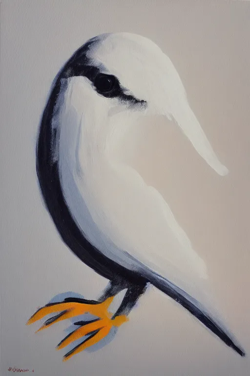 Prompt: painting of a bird on white canvas in the style of saatchi