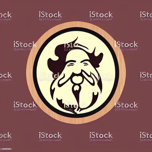 Image similar to wooden bowl, bearded man, woodlathe, vector art, simple