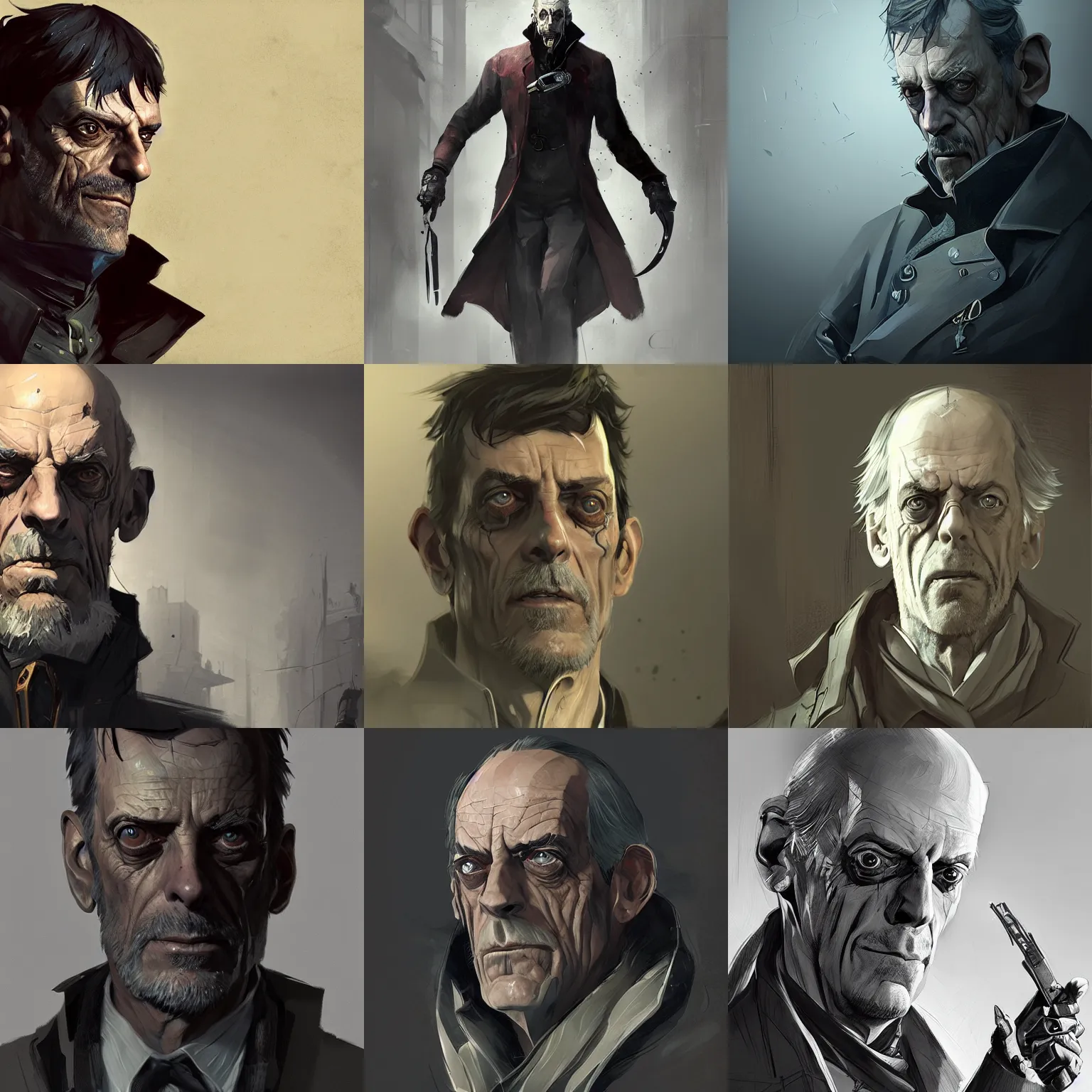 Prompt: an illustration of christopher lloyd by cedric peyravernay. dishonored concept art