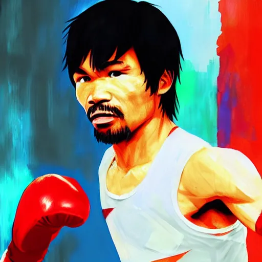 Image similar to manny pacquiao, painting by makoto shinkai, featured on pixiv, deviantart hd