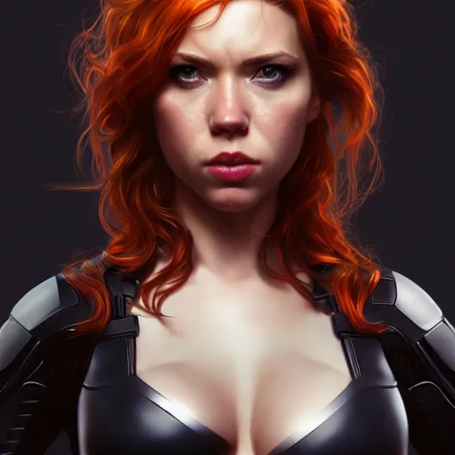 Prompt: Samantha 38G as black widow, au naturel, hyper detailed, digital art, trending in artstation, cinematic lighting, studio quality, smooth render, unreal engine 5 rendered, octane rendered, art style by klimt and nixeu and ian sprigger and wlop and krenz cushart