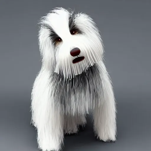 Prompt: robotic bearded collie that's a robot.