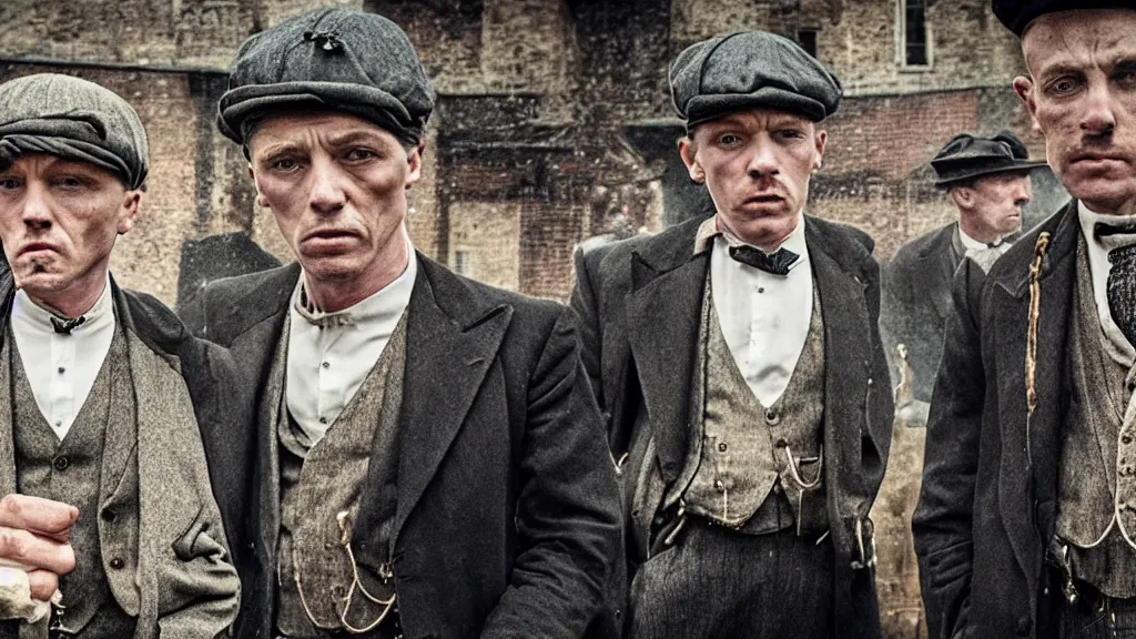 Image similar to the peaky blinders with shrimp heads