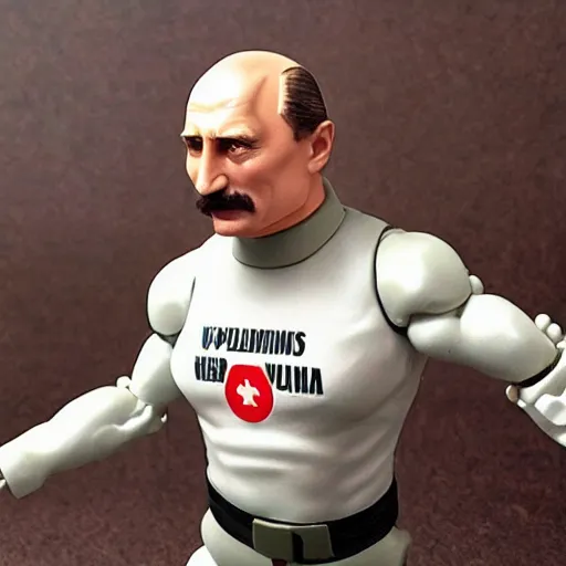 Image similar to vladimir putin cosplay alexander lukashenko, stop motion vinyl action figure, plastic, toy, butcher billy style