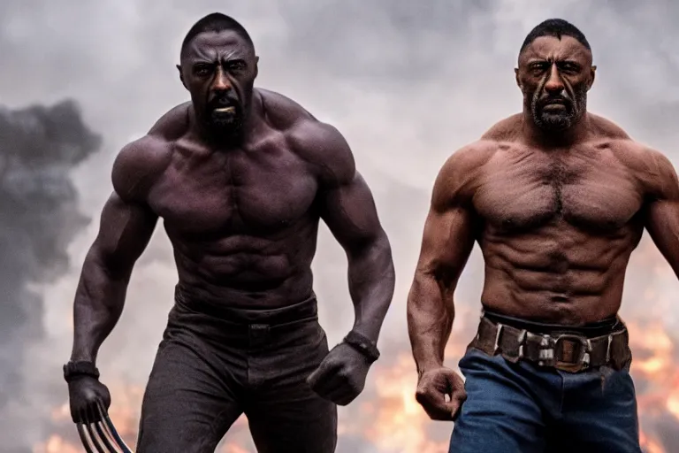 Image similar to film still of Idris Elba as wolverine in new X-men movie, 4k