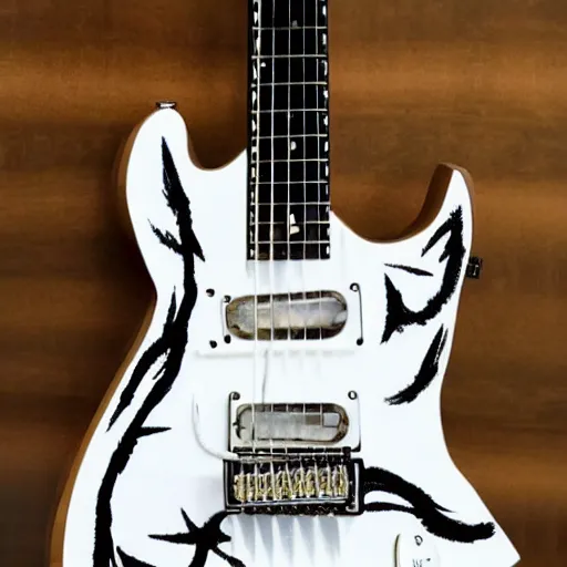 Image similar to an electric guitar made entirely out of 🔥