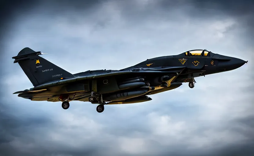 Image similar to panavia tornado replica, top gun maverick, realistic aircraft, realistic paint job, from falcon bms, promo photo, stunning, dcs world style, bokeh soft, shot on 1 5 0 mm, zenithal lightning, trending on instagram, by award winning photographer, symmetrical features