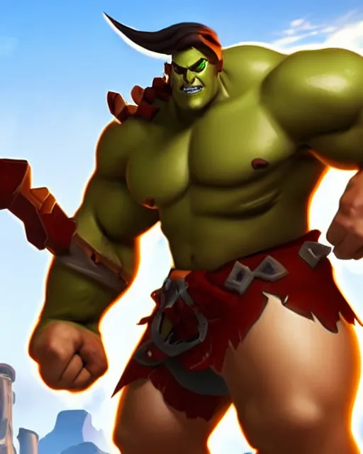 Prompt: hulking barbarian playable hero character in overwatch
