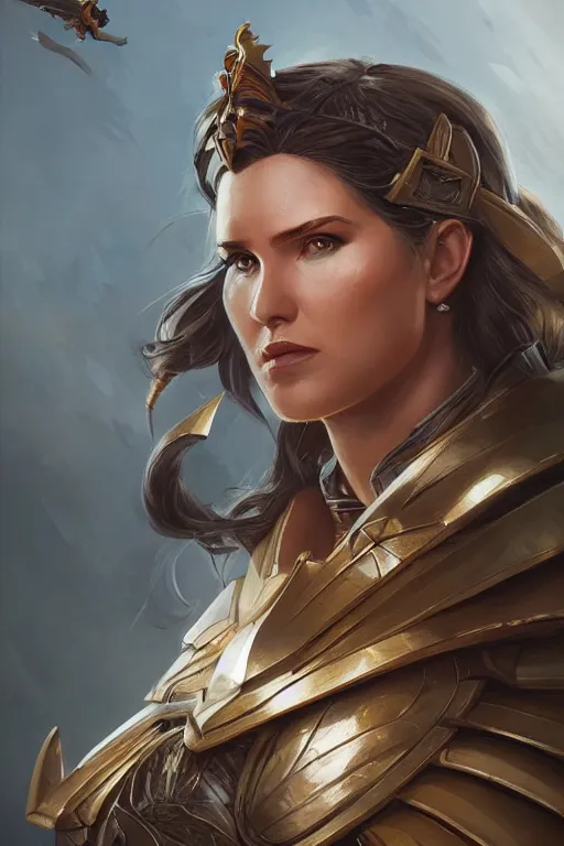 Image similar to amazon valkyrie athena, d & d, fantasy, portrait, highly detailed, headshot, digital painting, trending on artstation, concept art, sharp focus, illustration, art by artgerm and greg rutkowski and magali villeneuve