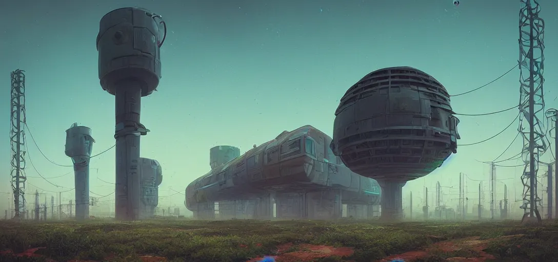 Prompt: futuristic abandoned solarpunk power station, sci - fi, digital art by beeple and simon stalenhag