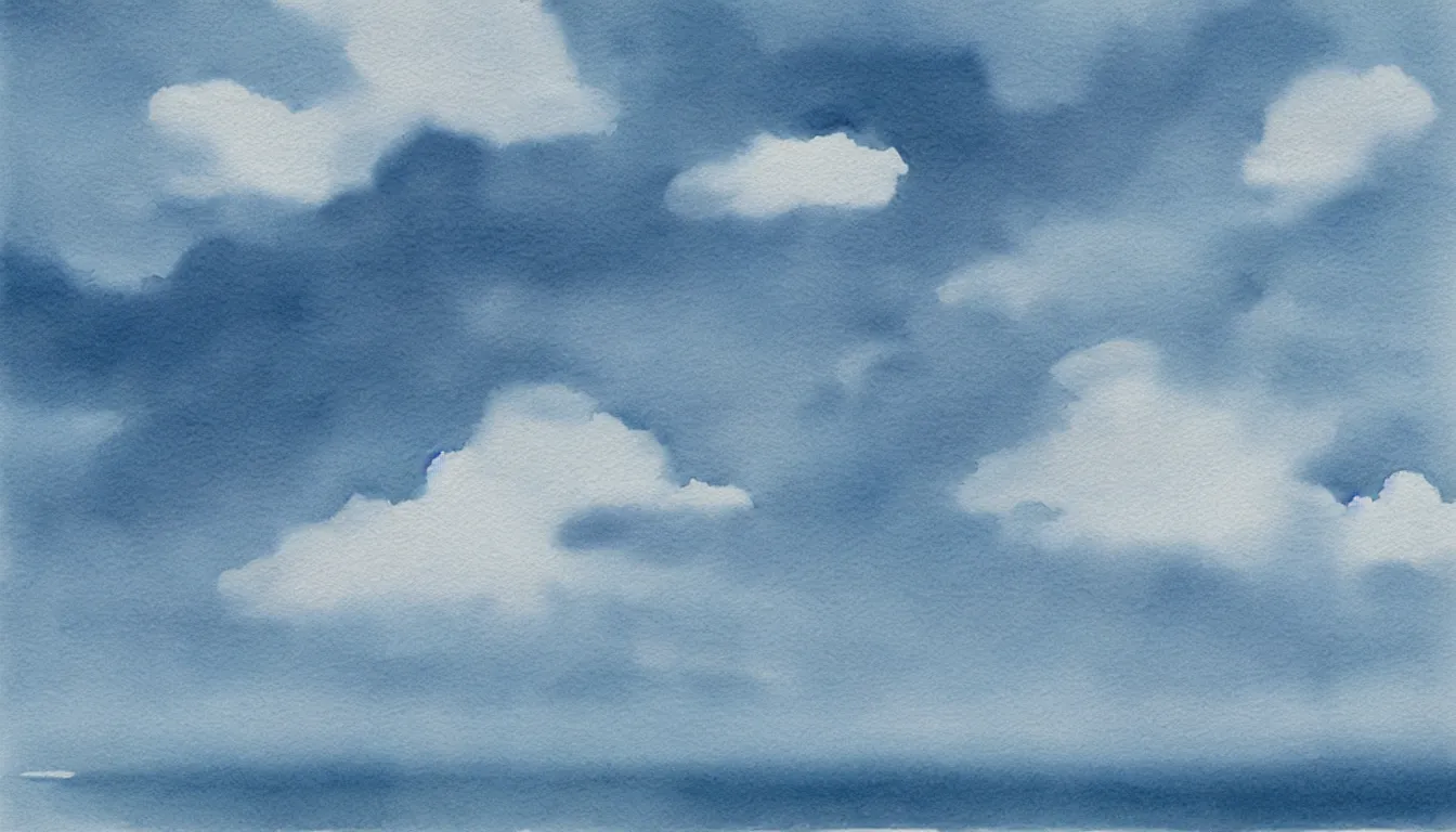 Image similar to watercolor canvas subtle clouds over ocean kilian eng, minimalist