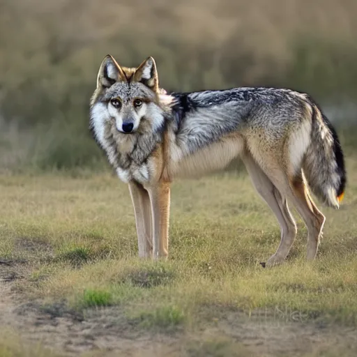 Prompt: professional photograph of a tawny gray wolf, high quality, hd, 8 k, 4 k, magnificent, award - winning, nature, nature photography, awe - inspiring, highly detailed, amazing