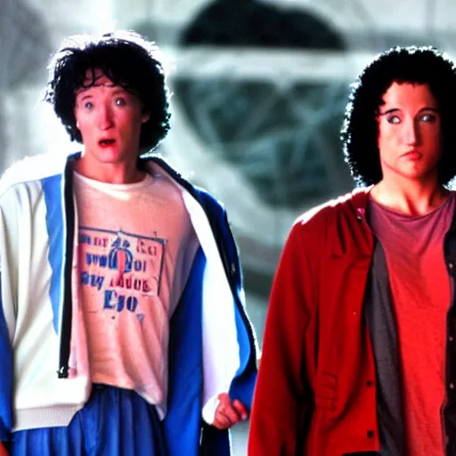 Prompt: stunning awe inspiring bill and ted's excellent adventure, movie still 8 k hdr atmospheric lighting