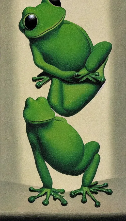 Prompt: cute frog by René Magritte