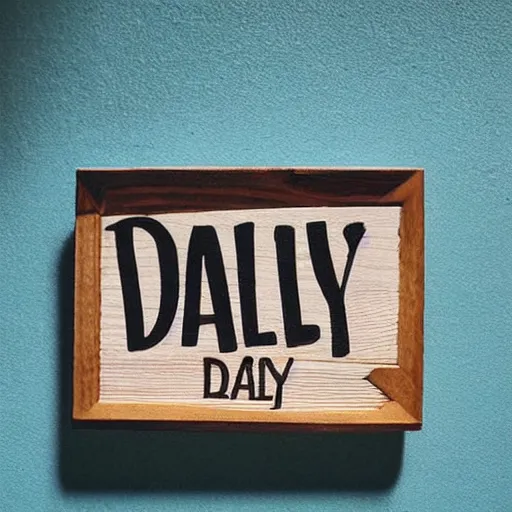 Prompt: a wooden sign that says daily!!!!!!!!!!!, marker, handwritten