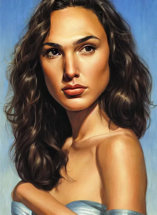 Image similar to portrait of gal gadot by clyde caldwell